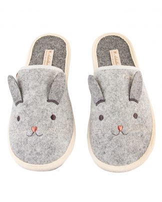 Damen Filzpantoffel Fabelhaft Ohren silbergrau