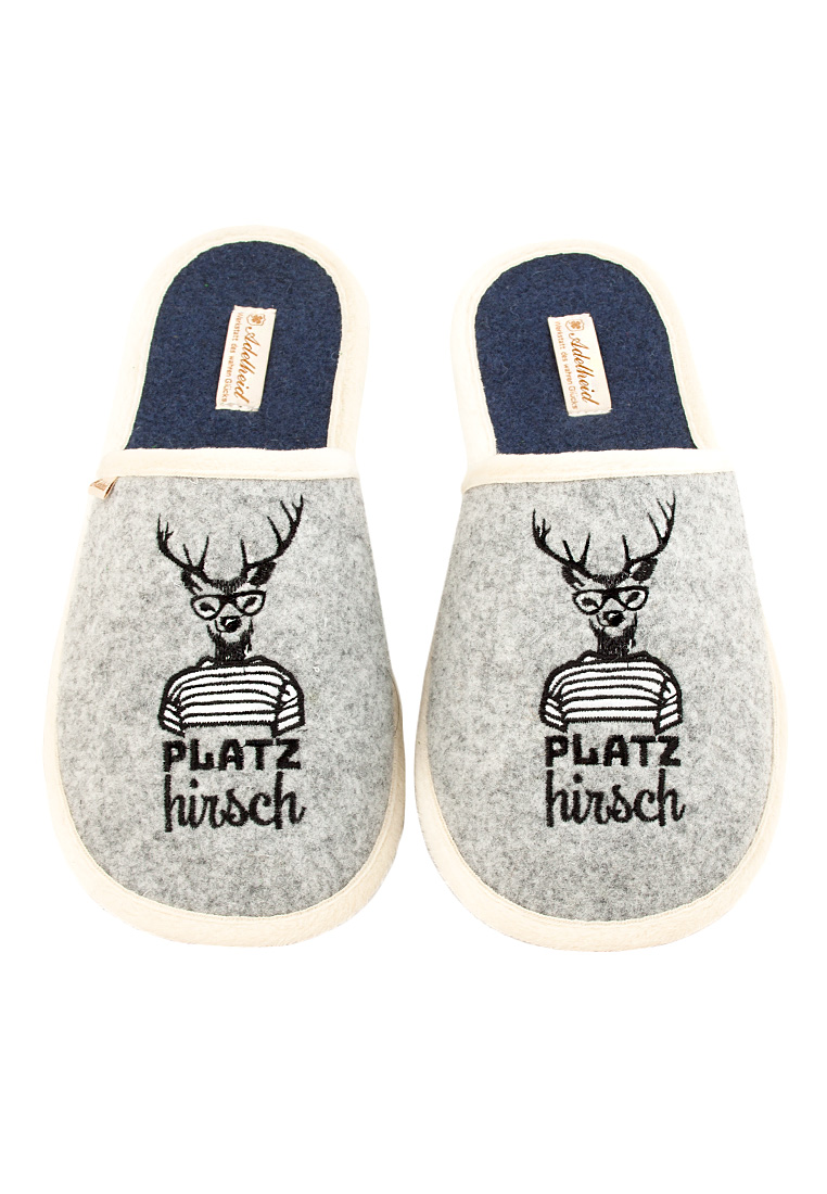 Filzpantoffeln Platzhirsch grau