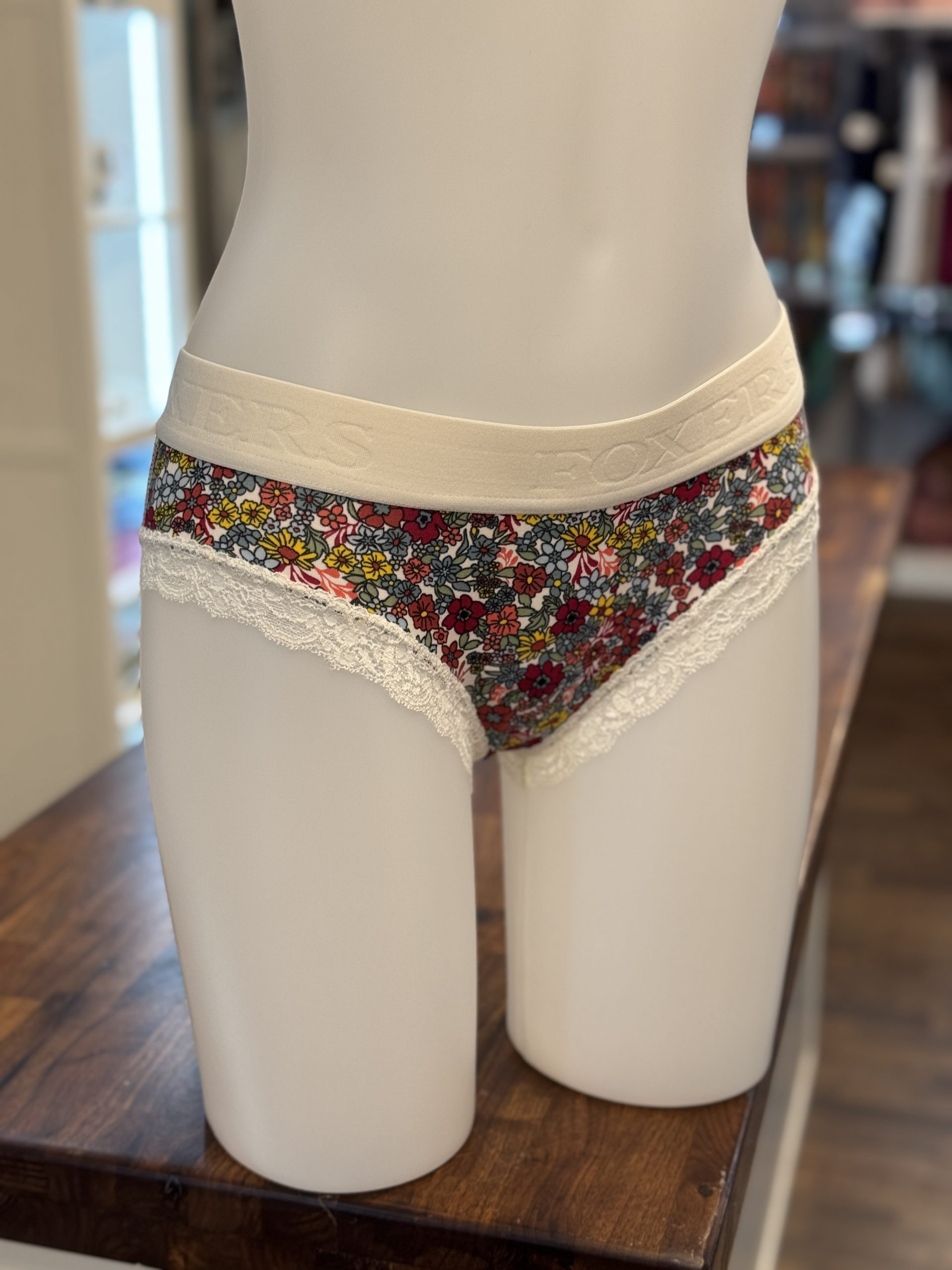 Ivory Logoband over Red Sage Floral