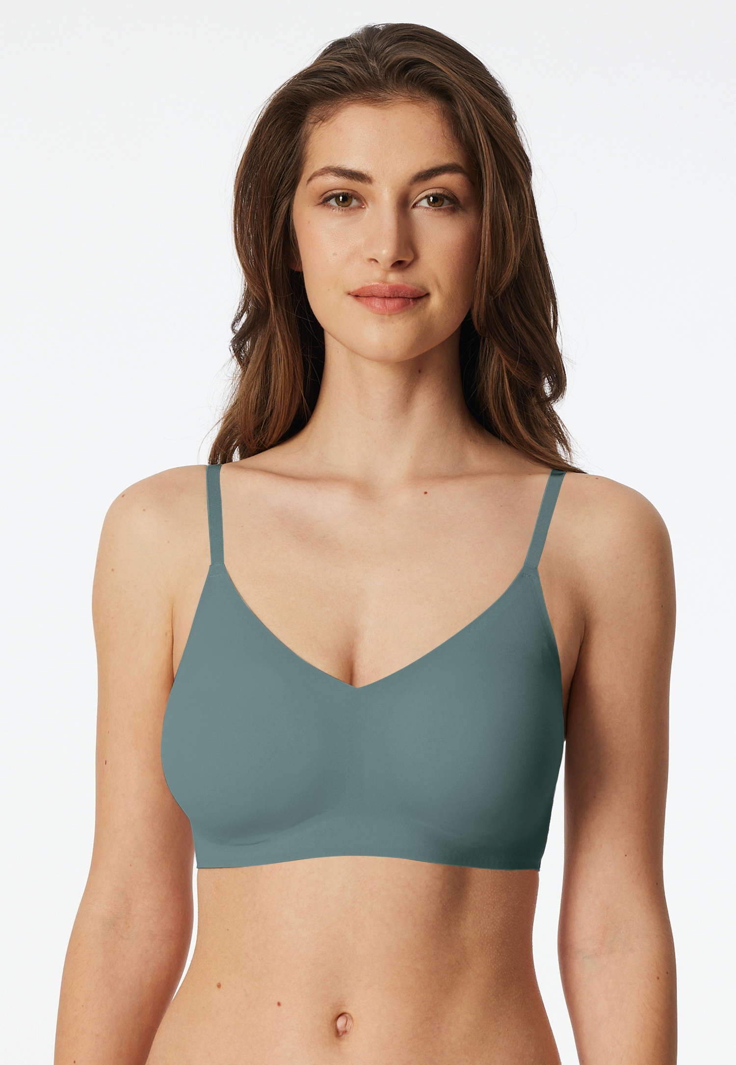 Bustier mit Pads dünne Träger mineral