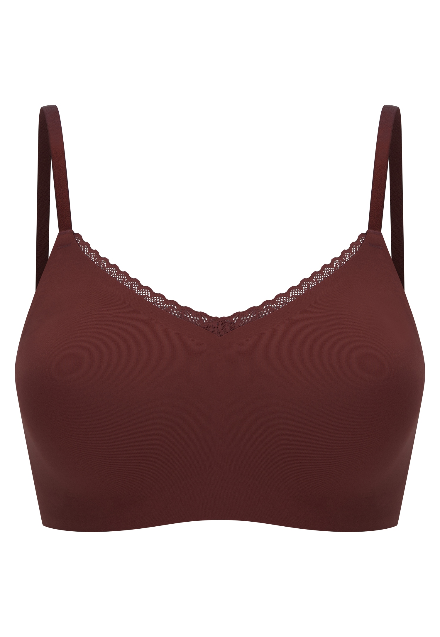 Bustier_Spitze mit Pads dünne Träger burgund – Bild 5
