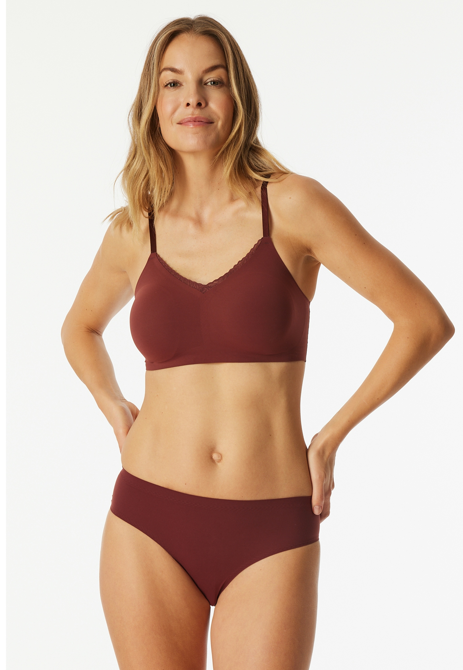 Bustier_Spitze mit Pads dünne Träger burgund – Bild 4