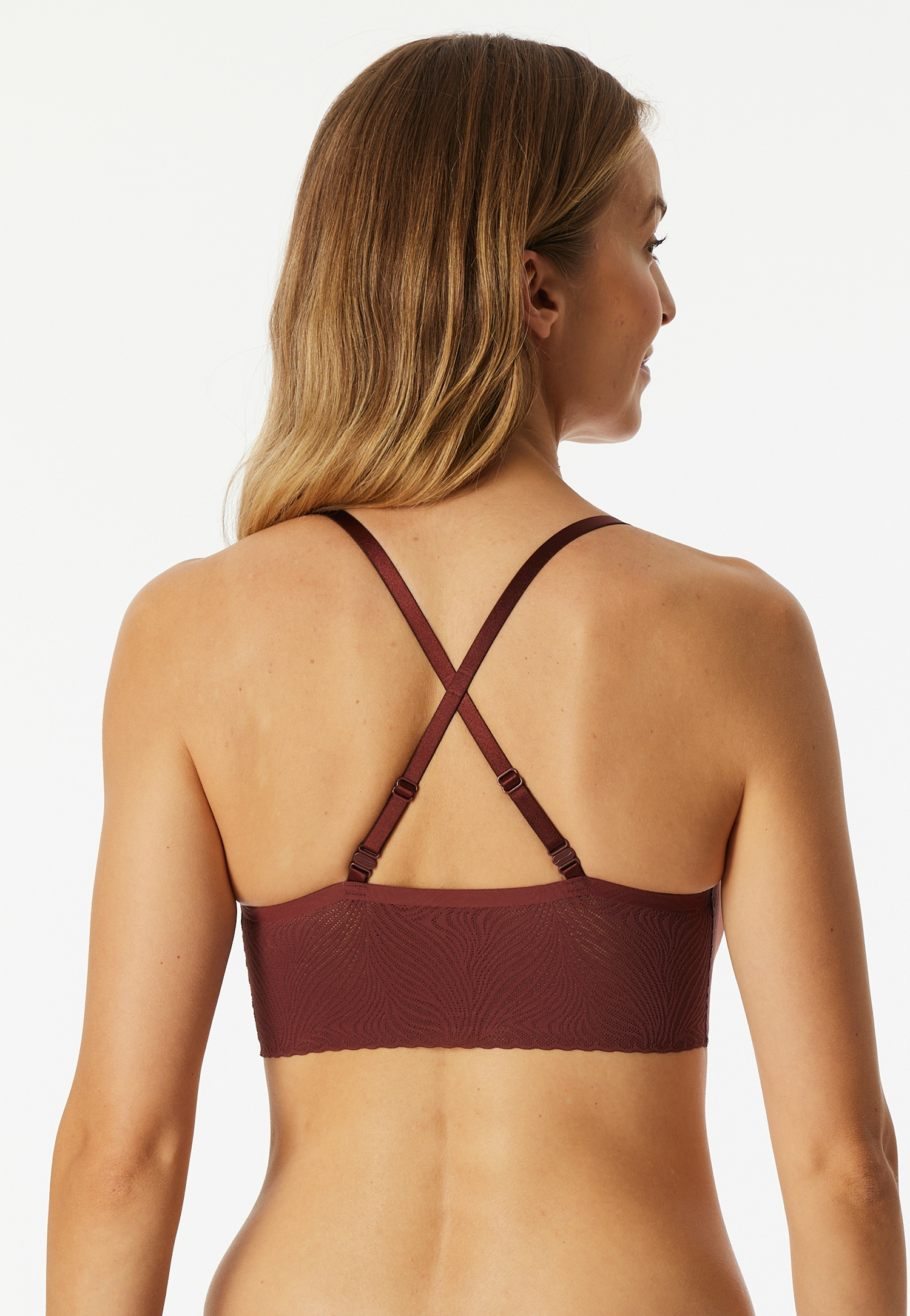 Bustier_Spitze mit Pads dünne Träger burgund – Bild 3