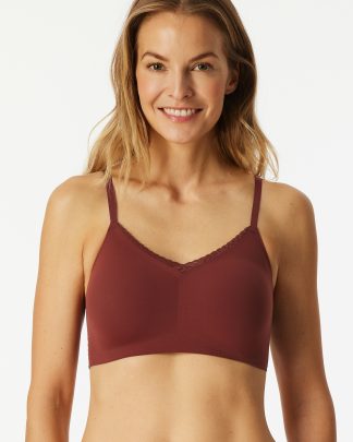 Bustier_Spitze mit Pads dünne Träger burgund