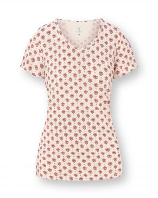 Toy Short Sleeve Top Jaipur Flower White Pink
