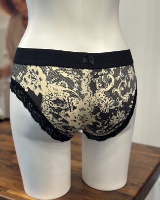 Black Logoband over Ivory lace